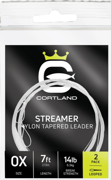 Cortland Streamer Tapered Leader - 2 Pack - Clear 7 ft Pre-Looped Vorfach