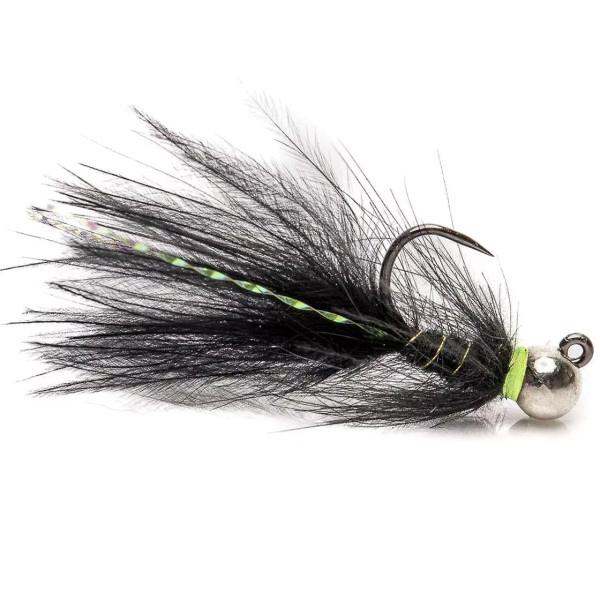 Superflies Tungsten Nymphe CDC Jig Leech Black & Silver