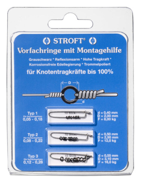 Stroft Vorfachringe mit Montagehilfe 3er Set Trout