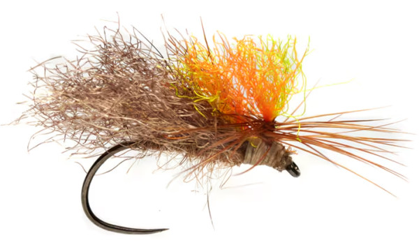 Fulling Mill Weiss' Hi-Top Caddis Tan Barbless Trockenfliege