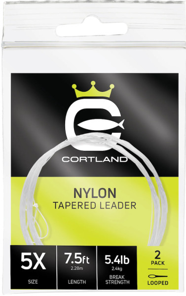 Cortland Nylon Tapered Leader - 2 Pack - Clear 9 ft Pre-Looped Vorfach