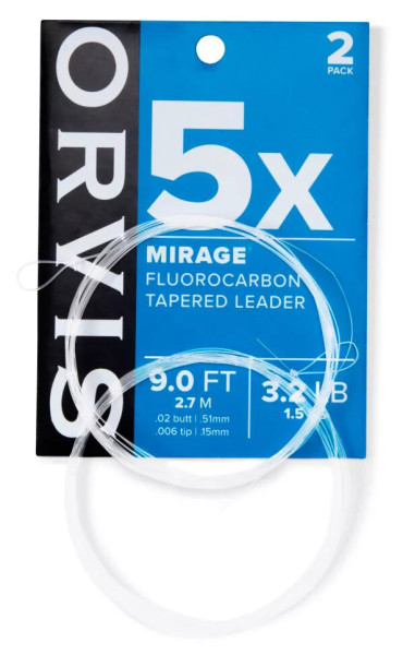 Orvis Mirage Fluorocarbon Tapered Leader 9 ft Vorfach 2er Pack