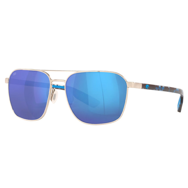 Costa Polarisationsbrille Wader Brushed Silver (Blue Mirror 580G)