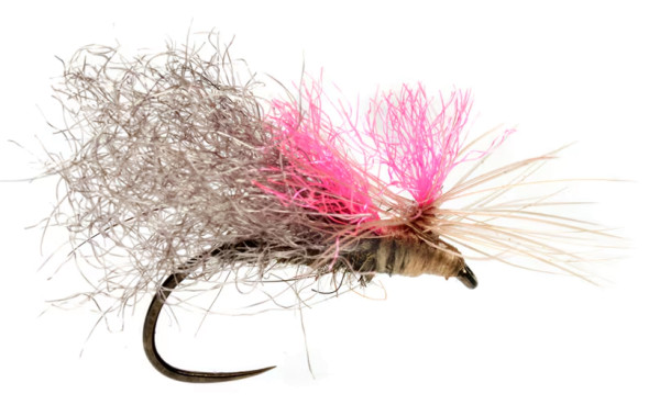 Fulling Mill Weiss' Hi-Top Caddis Grey Barbless Trockenfliege