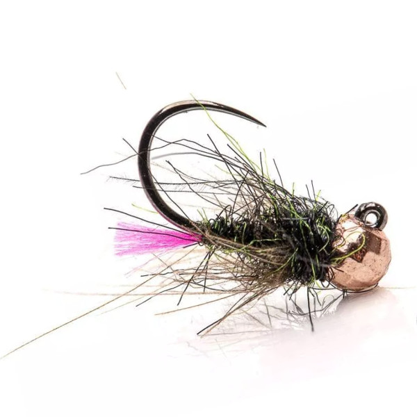 Superflies Tungsten Nymphe Pink Tag Jig Copper Bead