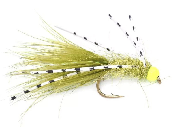 Superflies Olive Rubber Leg Char Bugger Streamer Nymph Hybrid #8