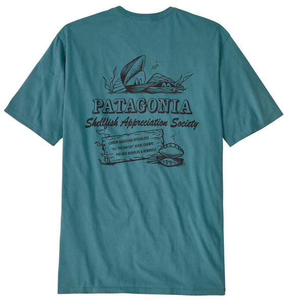 Patagonia M's Aquatic Action Organic T-Shirt SFWE - Shellfish Society: Wetland Blue